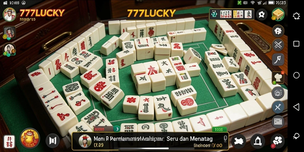 Screenshot gameplay 777LUCKY menampilkan permainan Mahjong yang seru dan interaktif.