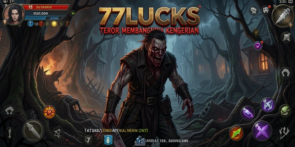 Screenshot gameplay dari 77LUCKS yang menampilkan suasana Horror yang mencekam.