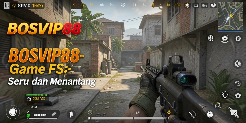 Screenshot gameplay BOSVIP88 menampilkan aksi pertempuran FPS yang mendebarkan.