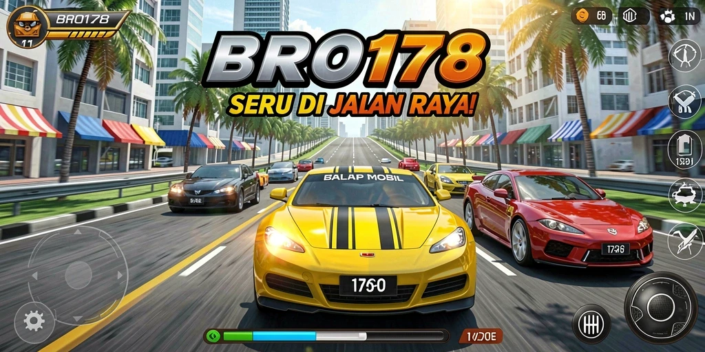 Tampilan screenshot BRO178 yang memperlihatkan suasana balapan mendebarkan di jalan.