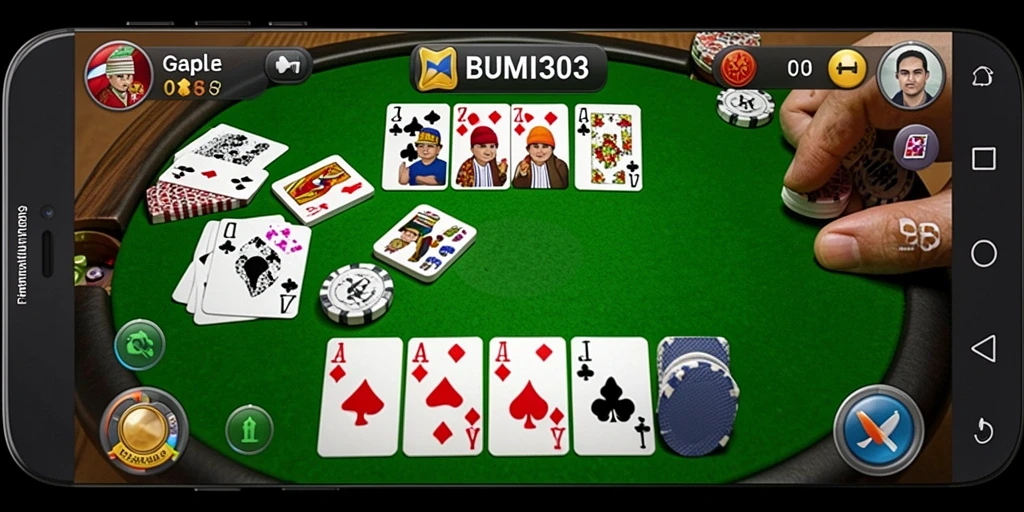 Tampilan gameplay seru dan menarik di BUMI303 saat bermain Gaple.