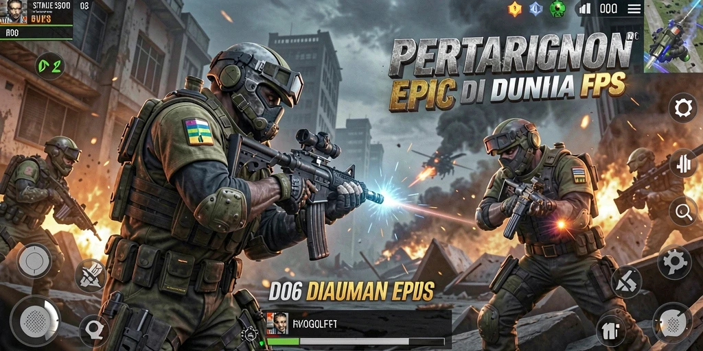 Screenshot D06 menampilkan pertarungan mendebarkan dalam gameplay FPS.