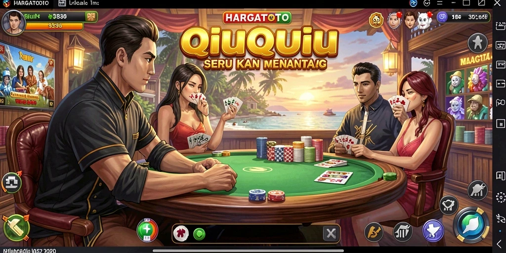 Tangkapan layar gameplay HARGATOTO yang menampilkan pencarian kemenangan QiuQiu.