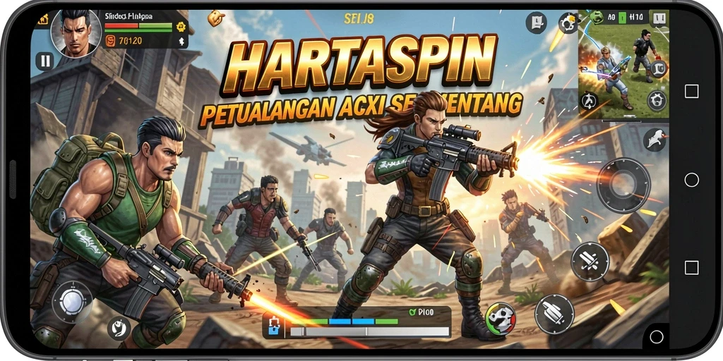 Gambaran gameplay HARTASPIN yang mendebarkan dan penuh aksi.