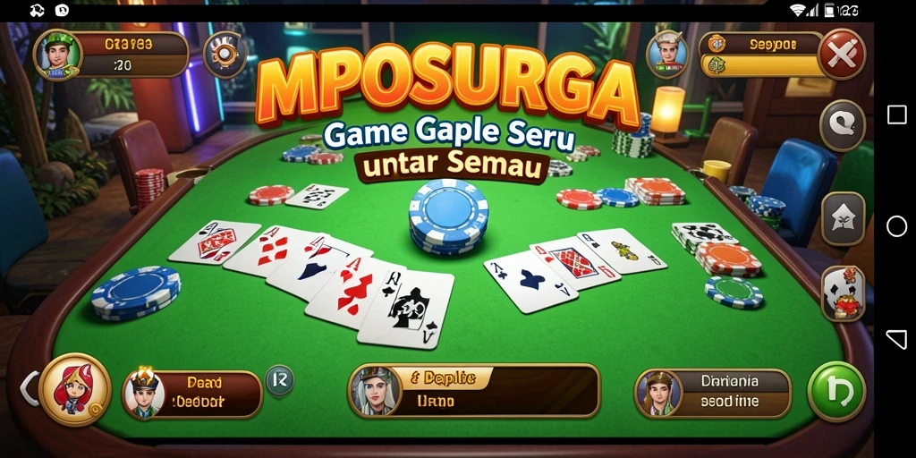 Screenshot gameplay MPOSURGA yang menunjukkan keseruan bermain Gaple.