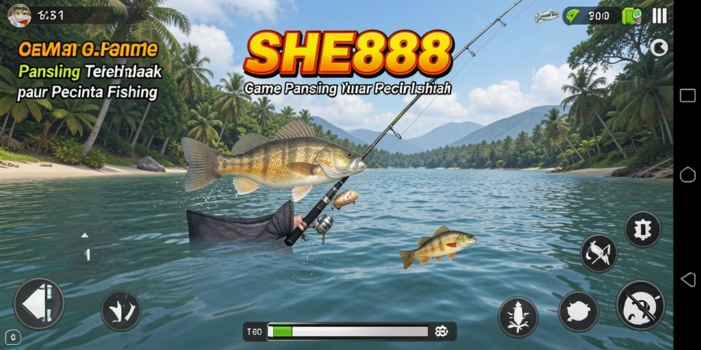 Tampilan gameplay SHE888 yang seru dalam memancing ikan.