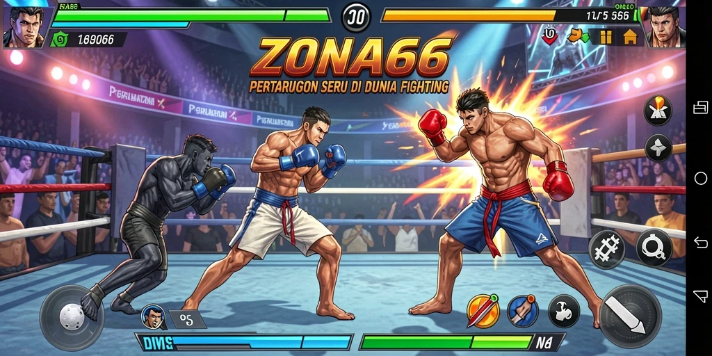 Gameplay seru ZONA66 menampilkan pertarungan epik antara karakter kuat.